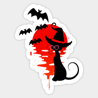 black cat in Halloween Sticker